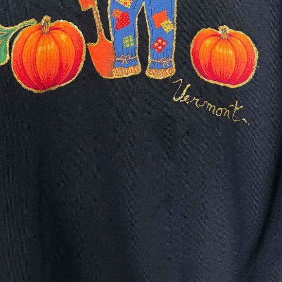 Vintage Halloween Sweatshirt Women's XL Pumpkin Scarecrow Puff Paint Teacher - Picture 5 of 14